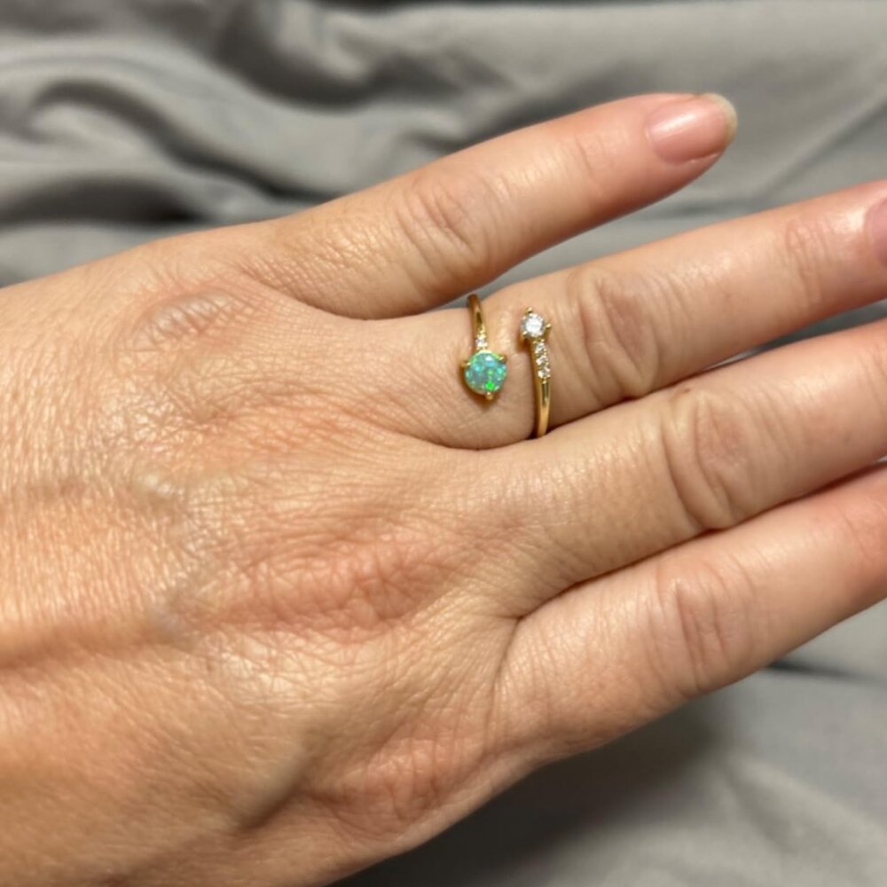 Neiman Marcus 14K Gold Plated Adjustable Wraparound Created Opal Ring
